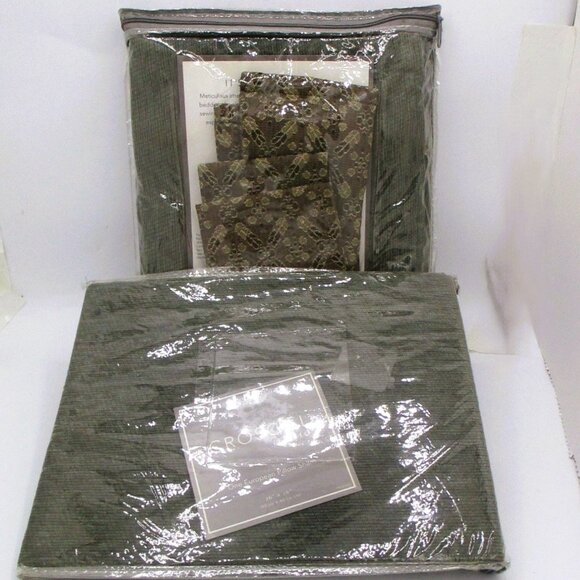 Croscill Home European Pillow Sham 26" x 26" - Olive Green Brown Set of 2 - Picture 2 of 5